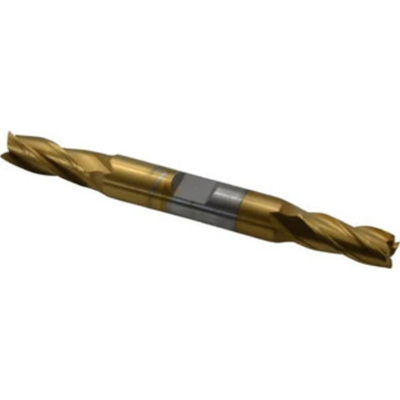 OSG 5/16, 3/4 LOC, 3/8 Shank Diam, 3-1/2 OAL, 4 Flute, Cobalt Square End Mill Double End, TiN Finish, Spiral Flute, 3...